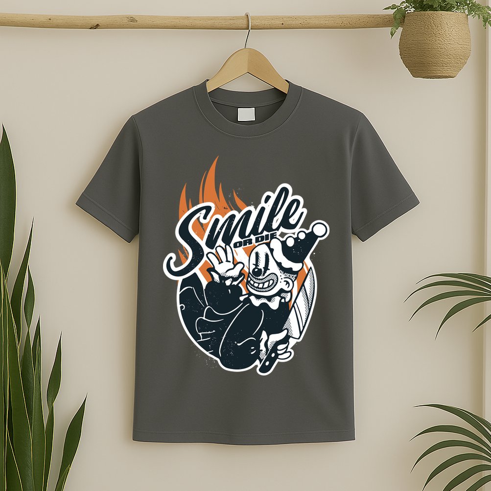 Smile Or Die Scary Clown Halloween T-Shirt