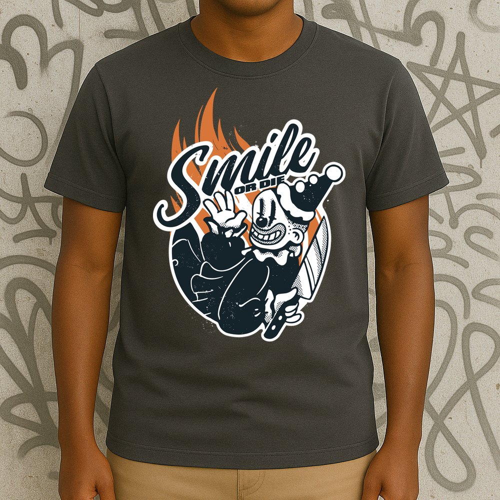 Smile Or Die Scary Clown Halloween T-Shirt