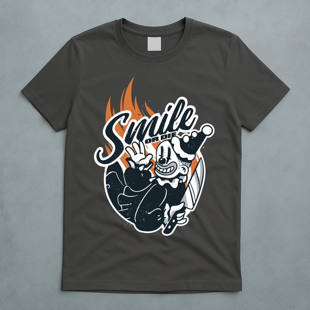 Smile Or Die Scary Clown Halloween T-Shirt