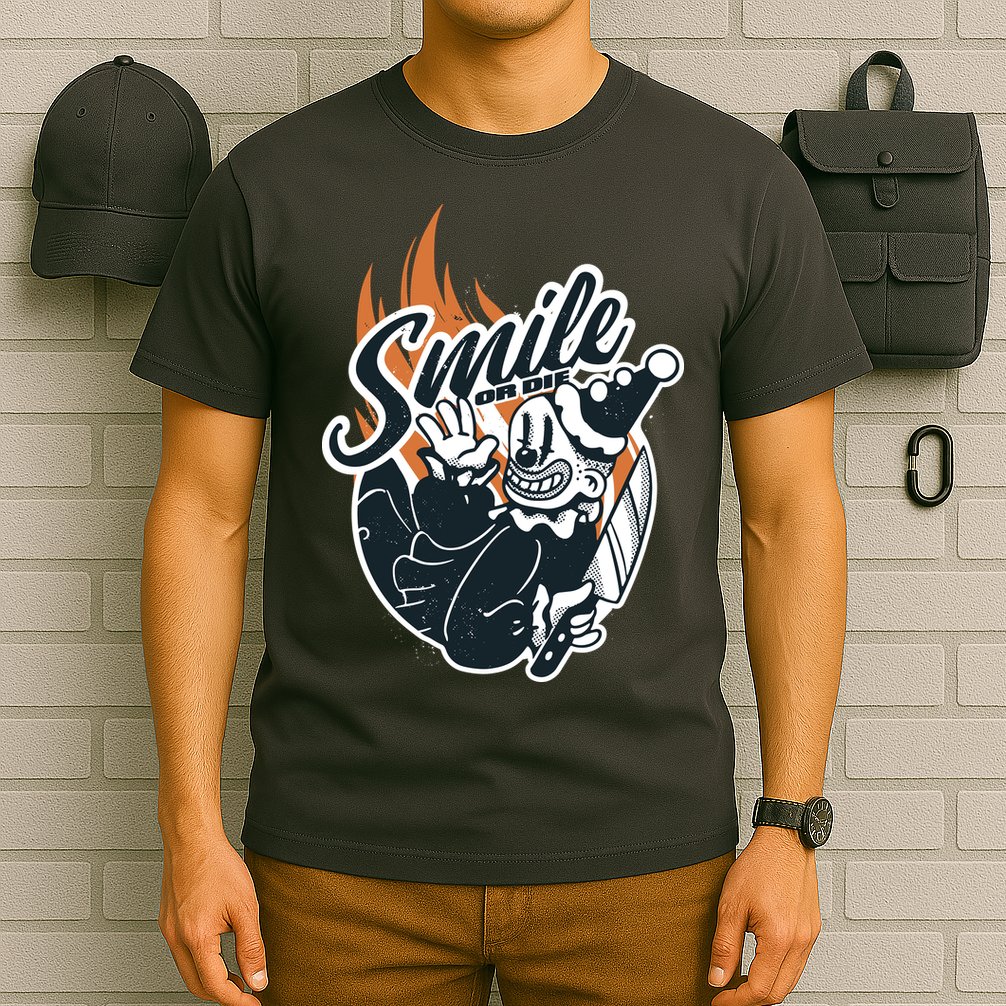 Smile Or Die Scary Clown Halloween T-Shirt