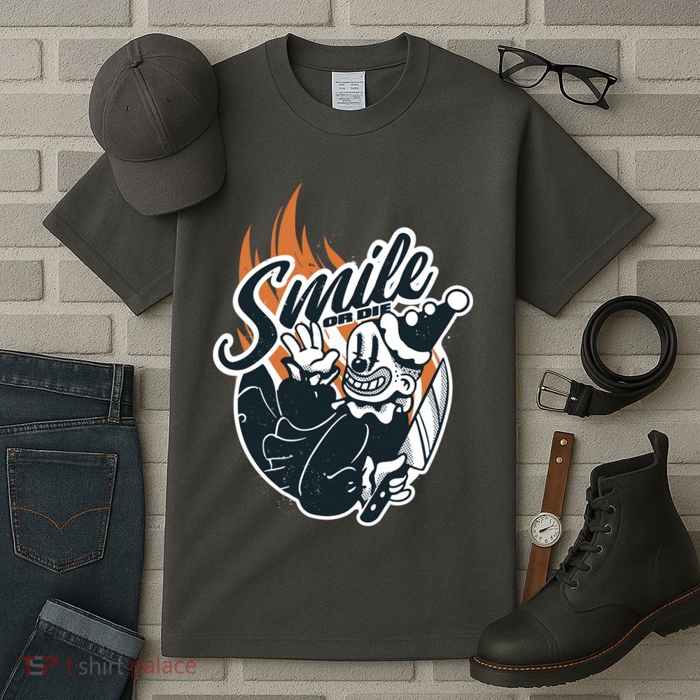 Smile Or Die Scary Clown Halloween Tall T-Shirt