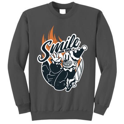 Smile Or Die Scary Clown Halloween Tall Sweatshirt