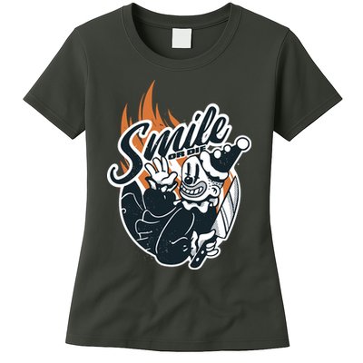 Smile Or Die Scary Clown Halloween Womens T-Shirt