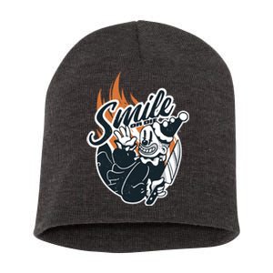 Smile Or Die Scary Clown Halloween Short Acrylic Beanie