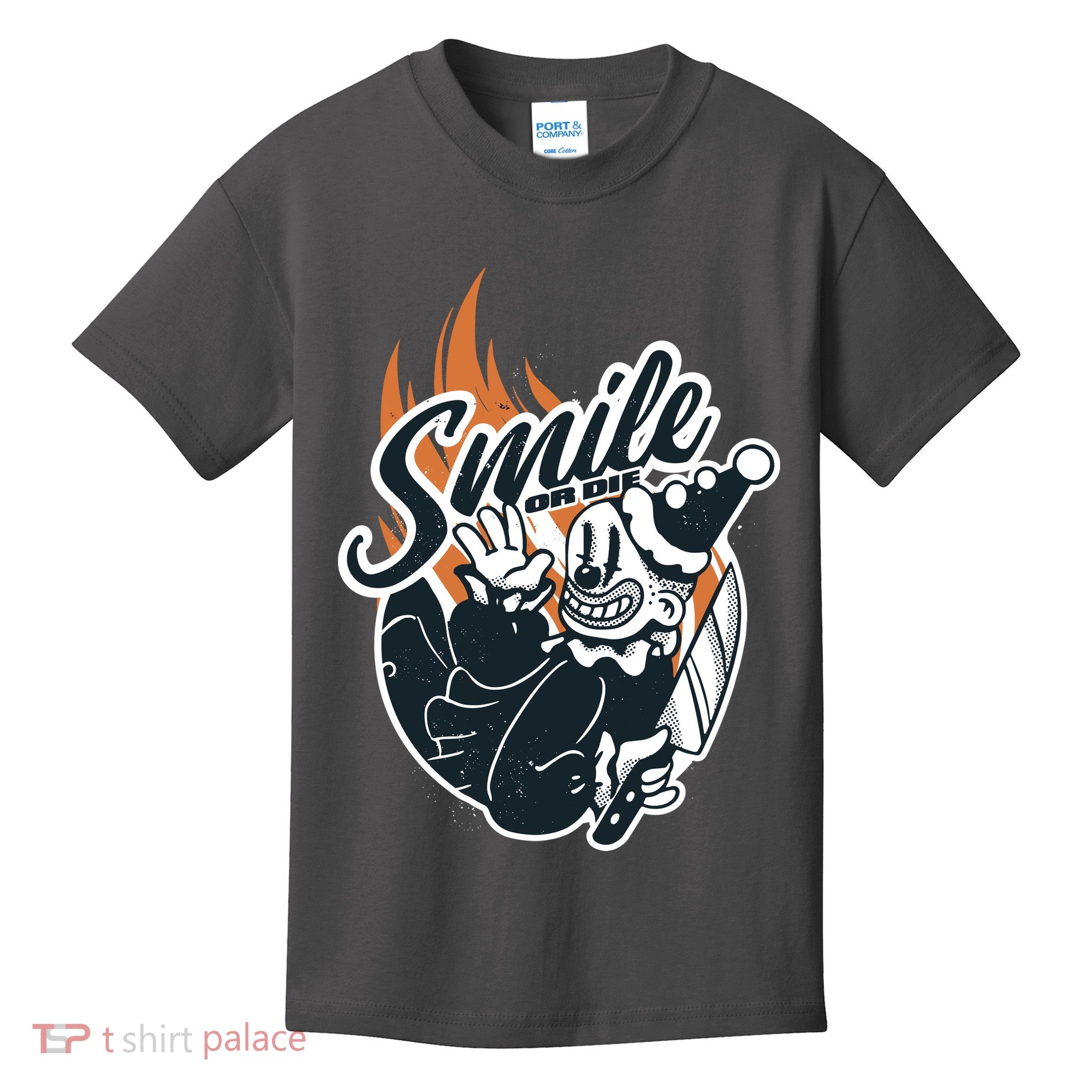 Smile Or Die Scary Clown Halloween Kids T-Shirt