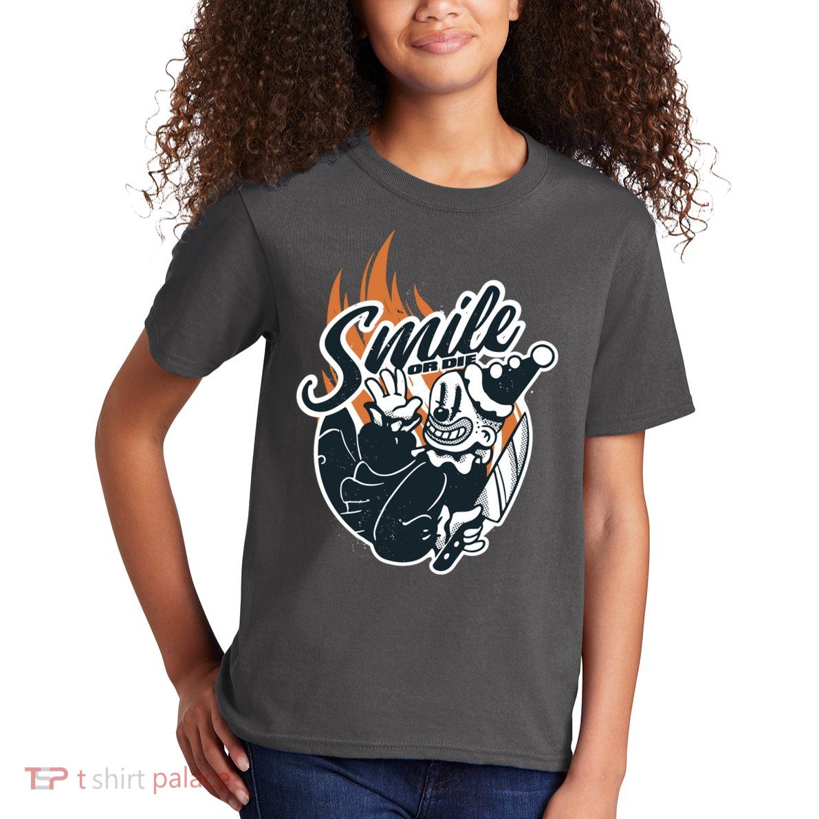 Smile Or Die Scary Clown Halloween Kids T-Shirt