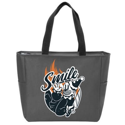 Smile Or Die Scary Clown Halloween Zip Tote Bag