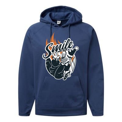 Smile Or Die Scary Clown Halloween Performance Fleece Hoodie