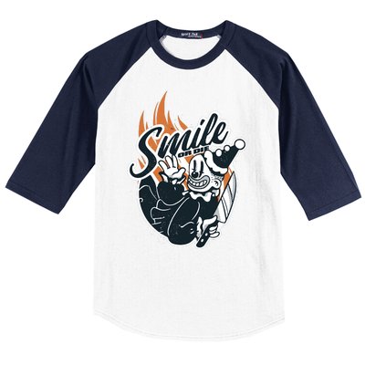 Smile Or Die Scary Clown Halloween Baseball Sleeve Shirt