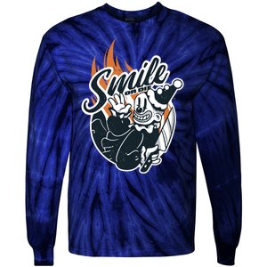 Smile Or Die Scary Clown Halloween Tie-Dye Long Sleeve Shirt