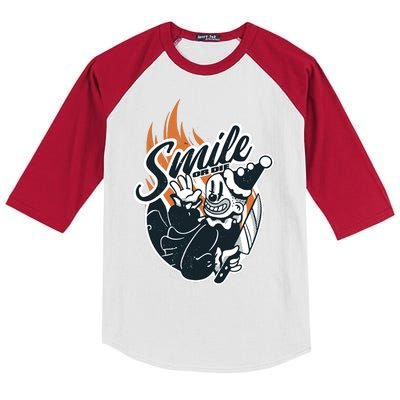 Smile Or Die Scary Clown Halloween Kids Colorblock Raglan Jersey