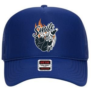 Smile Or Die Scary Clown Halloween High Crown Mesh Back Trucker Hat