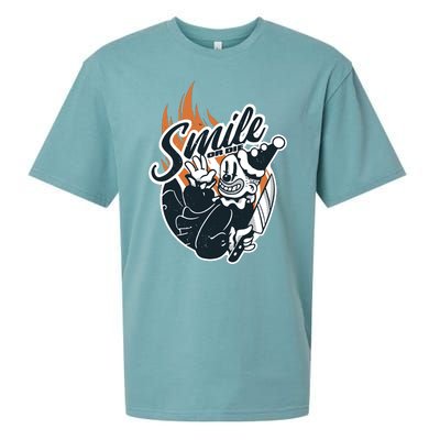 Smile Or Die Scary Clown Halloween Sueded Cloud Jersey T-Shirt