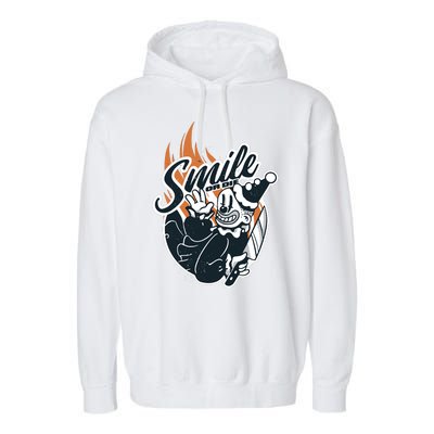 Smile Or Die Scary Clown Halloween Garment-Dyed Fleece Hoodie