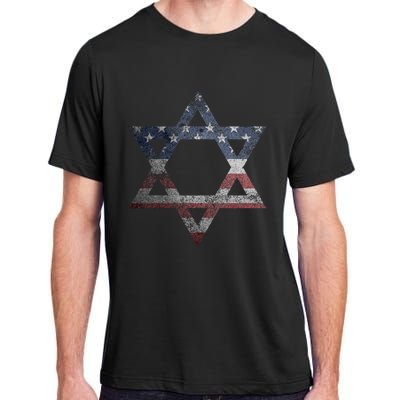 Star Of David Jews Jewish Gifts Usa American Flag Adult ChromaSoft Performance T-Shirt