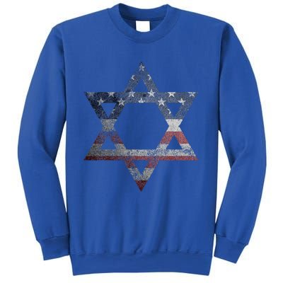 Star Of David Jews Jewish Gifts Usa American Flag Sweatshirt