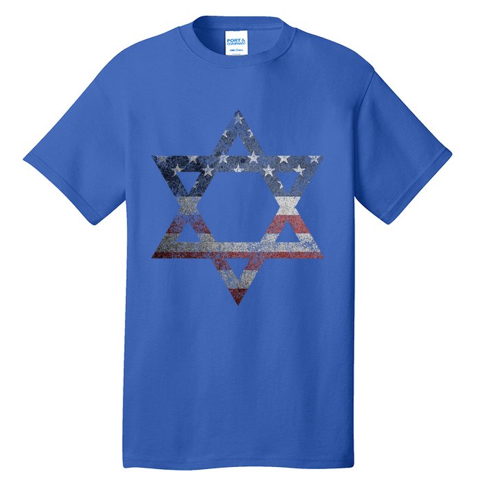 Star Of David Jews Jewish Gifts Usa American Flag Tall T-Shirt