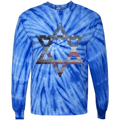 Star Of David Jews Jewish Gifts Usa American Flag Tie-Dye Long Sleeve Shirt