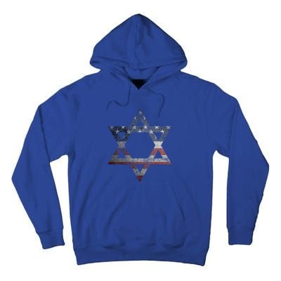 Star Of David Jews Jewish Gifts Usa American Flag Tall Hoodie