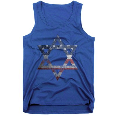 Star Of David Jews Jewish Gifts Usa American Flag Tank Top