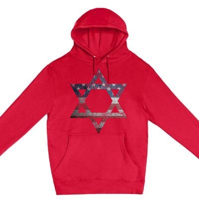 Star Of David Jews Jewish Gifts Usa American Flag Premium Pullover Hoodie