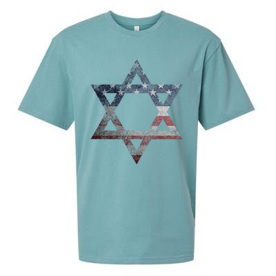 Star Of David Jews Jewish Gifts Usa American Flag Sueded Cloud Jersey T-Shirt