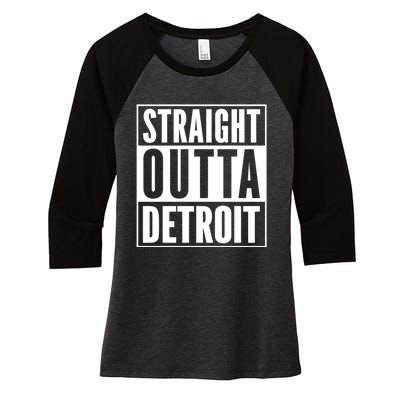 Straight Outta Detroit Vintage Detroit Souvenir Outfit Women's Tri-Blend 3/4-Sleeve Raglan Shirt