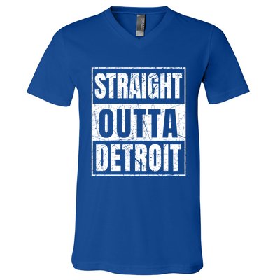 Straight Outta Detroit Michigan Great Gift V-Neck T-Shirt