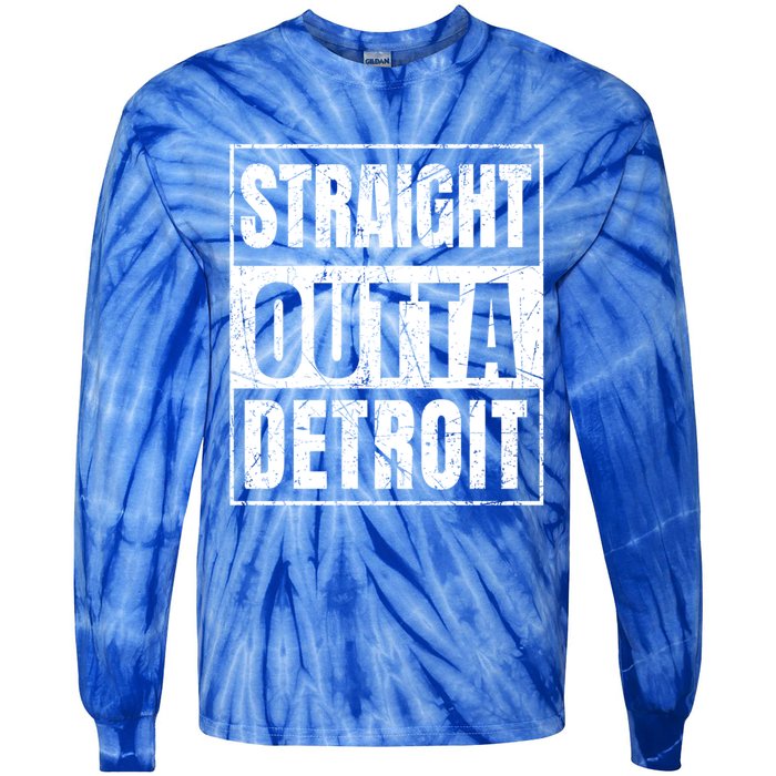 Straight Outta Detroit Michigan Great Gift Tie-Dye Long Sleeve Shirt