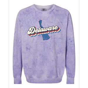 State Of Delaware Retro Logo Colorblast Crewneck Sweatshirt