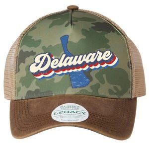 State Of Delaware Retro Logo Legacy Tie Dye Trucker Hat