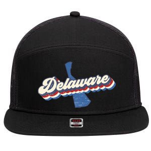 State Of Delaware Retro Logo 7 Panel Mesh Trucker Snapback Hat