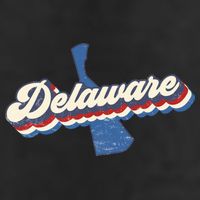 State Of Delaware Retro Logo 7 Panel Mesh Trucker Snapback Hat