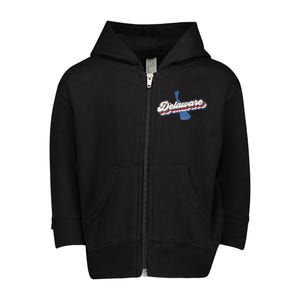 State Of Delaware Retro Logo Toddler Zip Fleece Hoodie