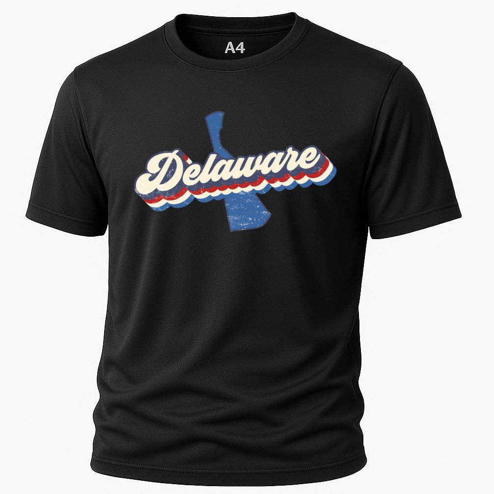 State Of Delaware Retro Logo Cooling Performance Crew T-Shirt