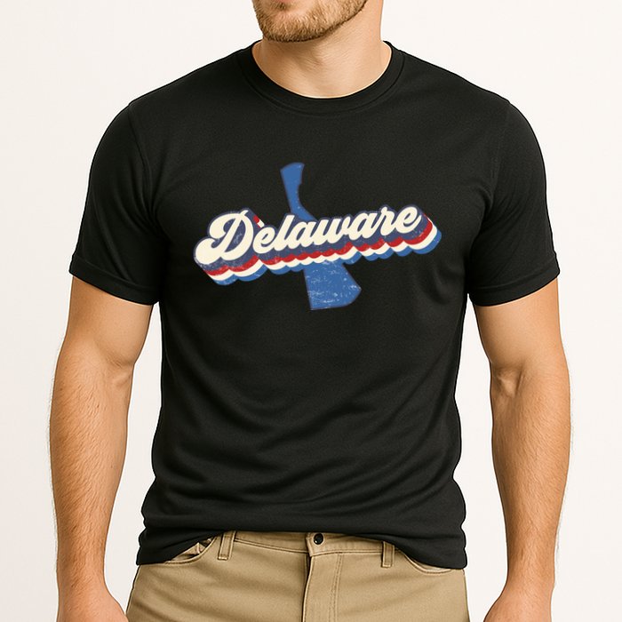 State Of Delaware Retro Logo Cooling Performance Crew T-Shirt