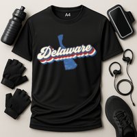 State Of Delaware Retro Logo Cooling Performance Crew T-Shirt
