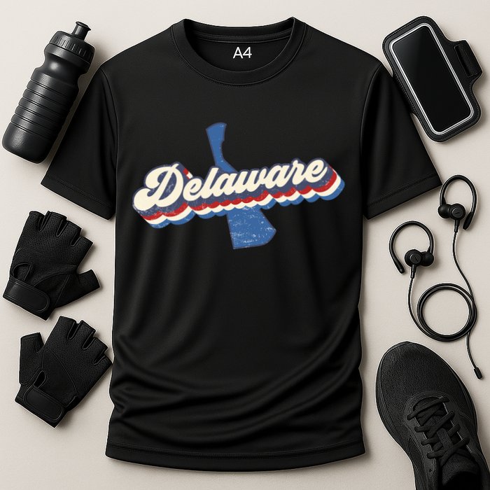 State Of Delaware Retro Logo Cooling Performance Crew T-Shirt
