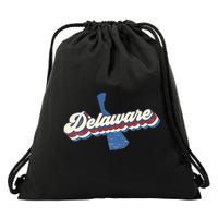 State Of Delaware Retro Logo Drawstring Bag
