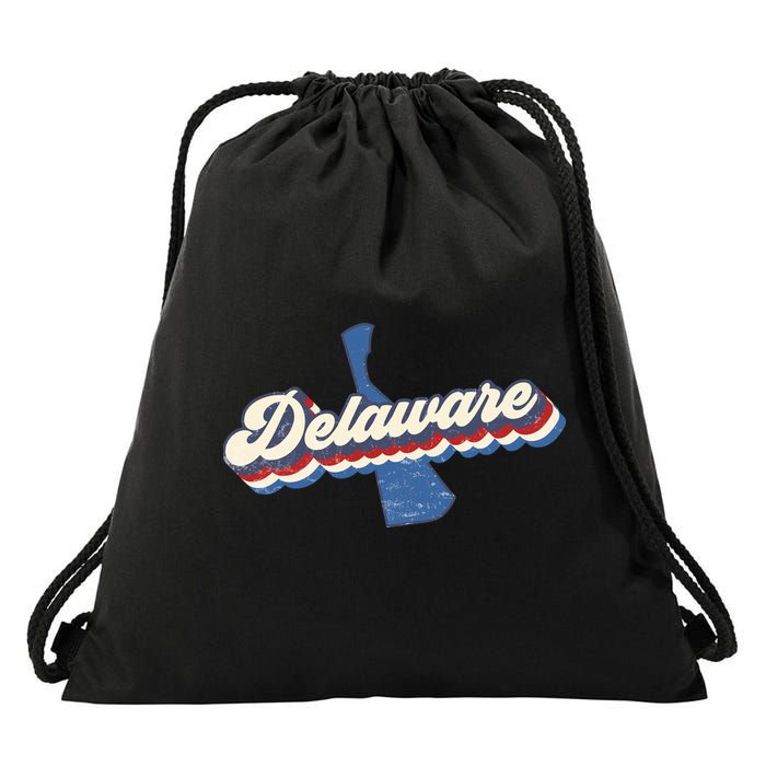 State Of Delaware Retro Logo Drawstring Bag