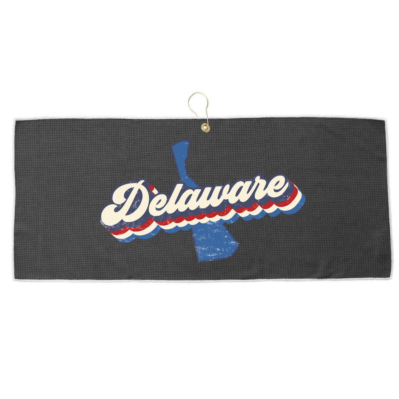 State Of Delaware Retro Logo Large Microfiber Waffle Golf Towel