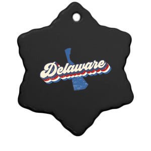 State Of Delaware Retro Logo Ceramic Star Ornament