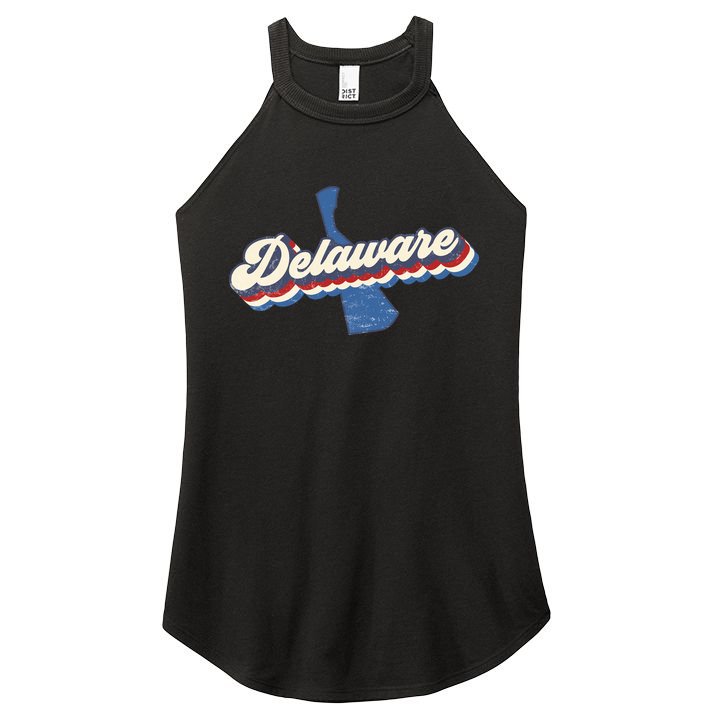 State Of Delaware Retro Logo Women's Perfect Tri Rocker Tank