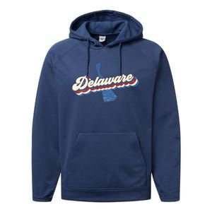 State Of Delaware Retro Logo Performance Fleece Hoodie