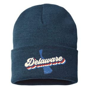 State Of Delaware Retro Logo Sustainable Knit Beanie