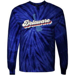 State Of Delaware Retro Logo Tie-Dye Long Sleeve Shirt