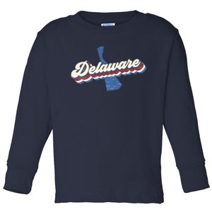 State Of Delaware Retro Logo Toddler Long Sleeve Shirt