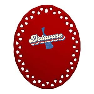 State Of Delaware Retro Logo Ceramic Oval Ornament