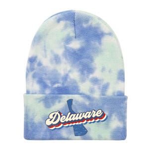 State Of Delaware Retro Logo Tie Dye 12in Knit Beanie