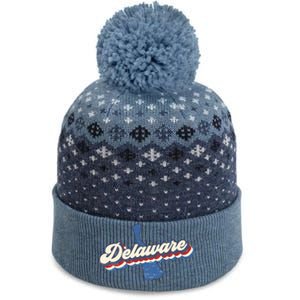 State Of Delaware Retro Logo The Baniff Cuffed Pom Beanie